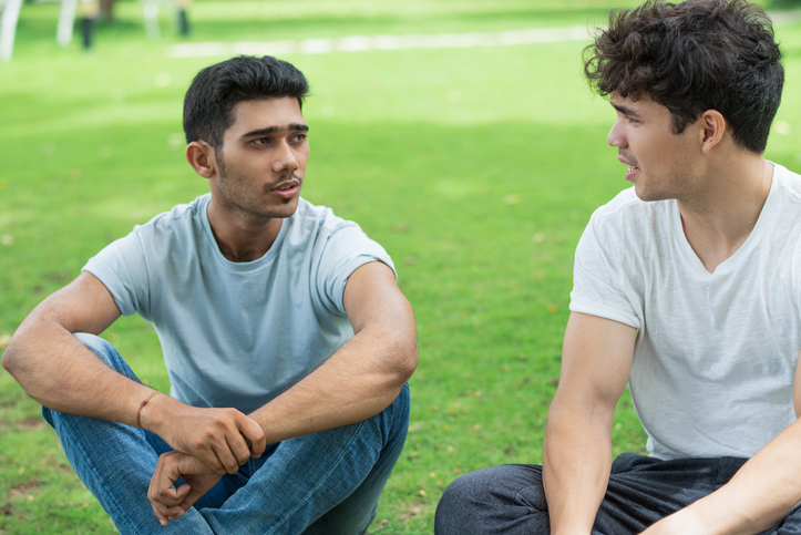 Two friends chatting.